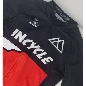 Suarez Incycle Cycling Jersey Men's Small Black and Red Full Zip EUC‎